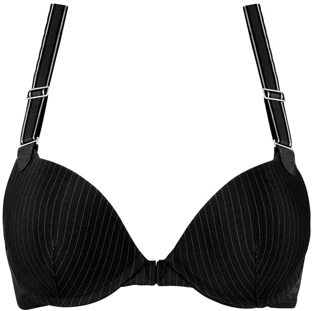 Gloria Push-Up Bra - Black Pinstripe